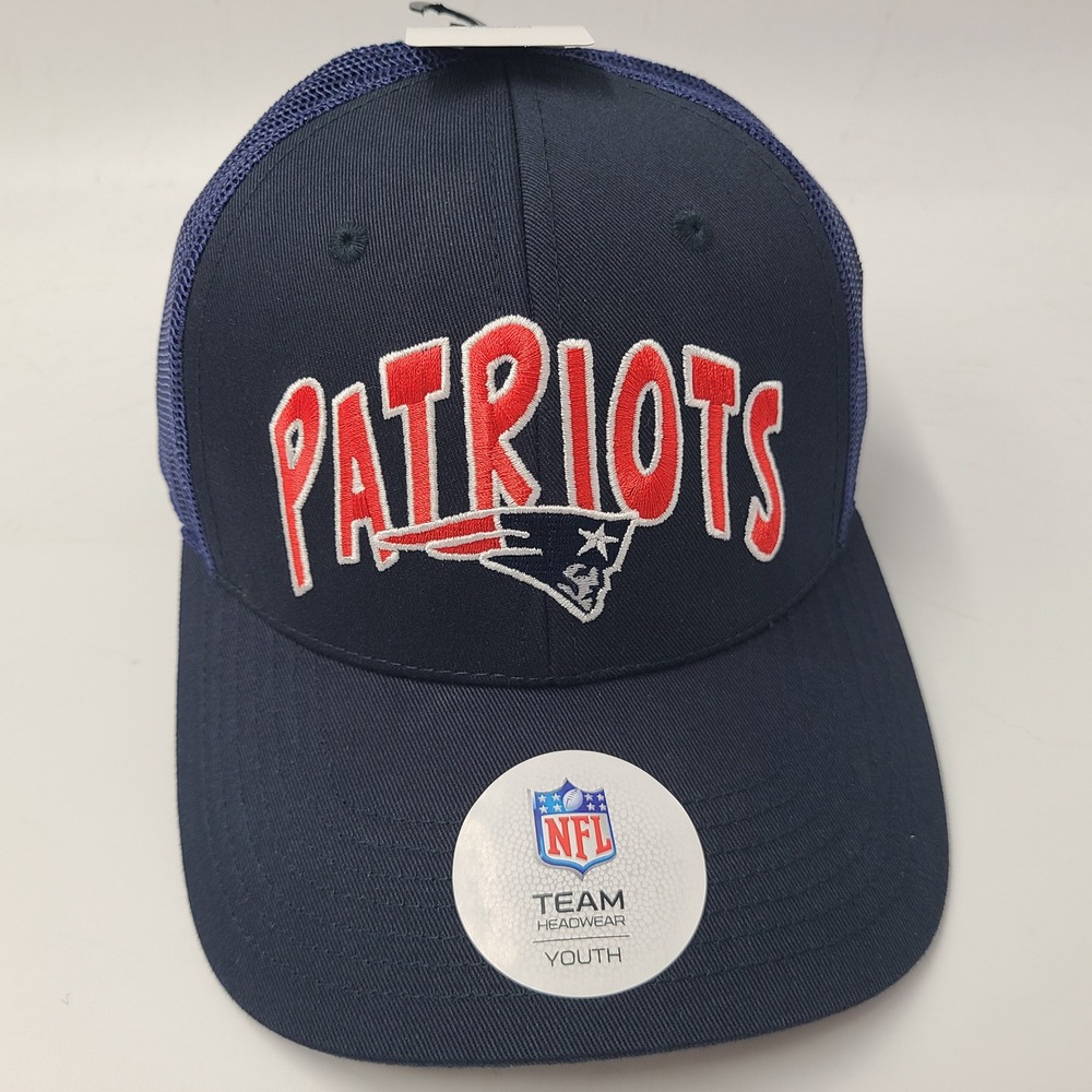 Youth New England Patriots Hat Adjustable Trucker Mesh NFL Team Apparel Blue NFL